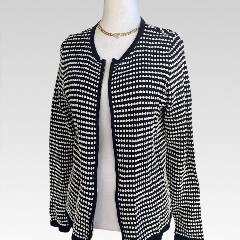 Ann Taylor Navy and White Dot Sweater size L